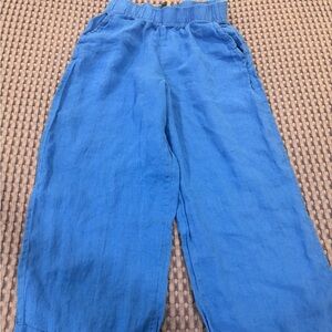 Tahari Royal Blue Elastic-Waist Linen Pants